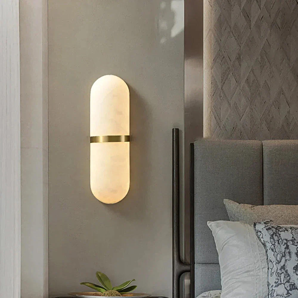 Melang Pill Form Sconce-Dia 4.7″(12cm) x H 15.7″(40cm)-Gold-Warm Light
