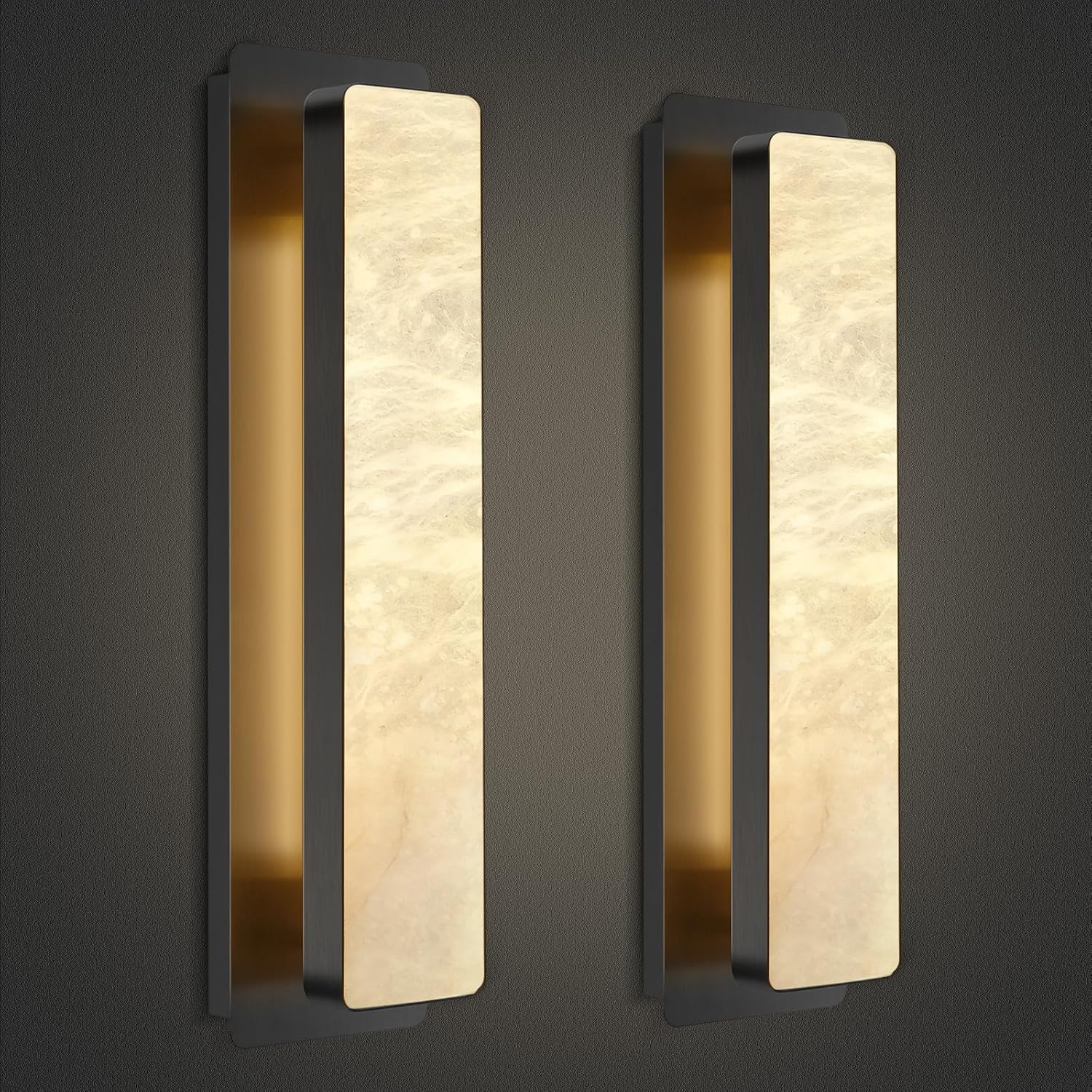 Melange Alabaster Rectangle Wall Sconces 20" - BronzeBlushlighting