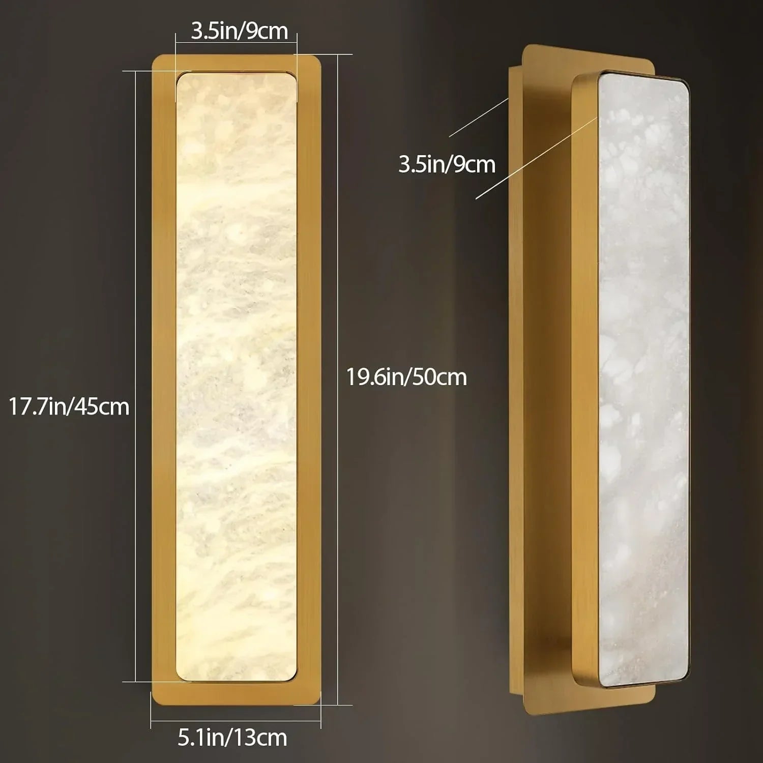 Melange Alabaster Rectangle Wall Sconces 20" - GoldBlushlighting