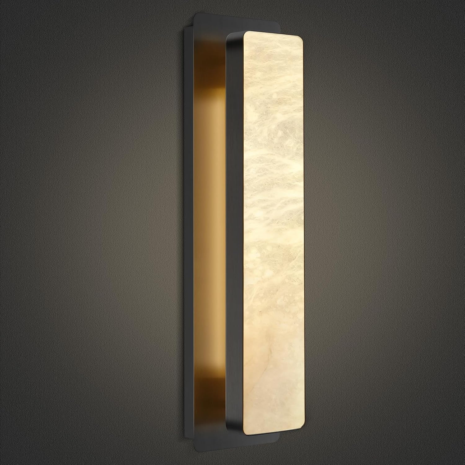Melange Alabaster Rectangle Wall Sconces 20" - GoldBlushlighting