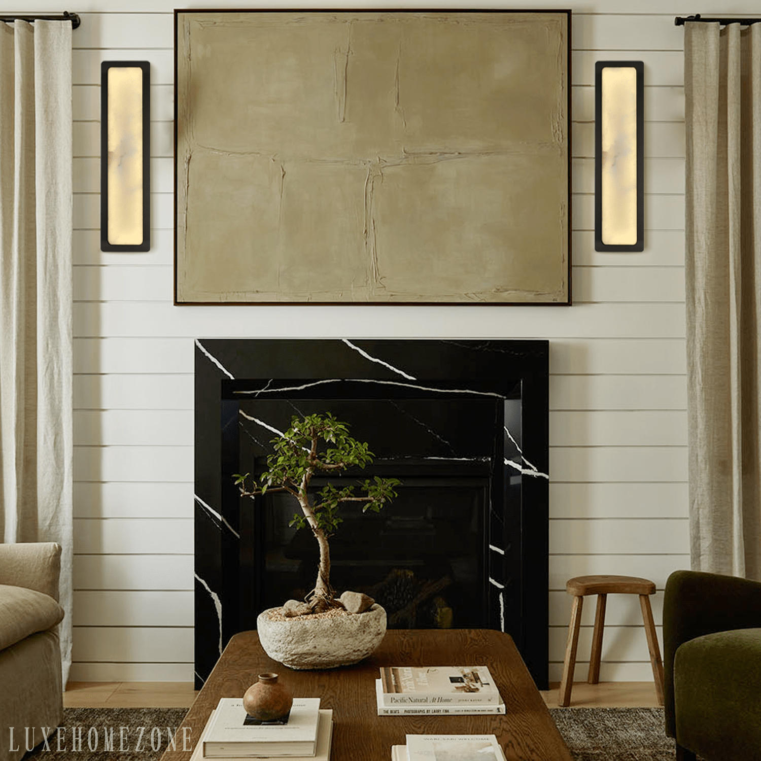 Melange Alabaster Rectangle Wall Sconces 20" - BronzeBlushlighting