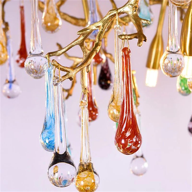 Melody Modern Linear Colorful Crystal Branch Chandelier - 49.2" L X 23.6" W X 25.6" HBlushlighting