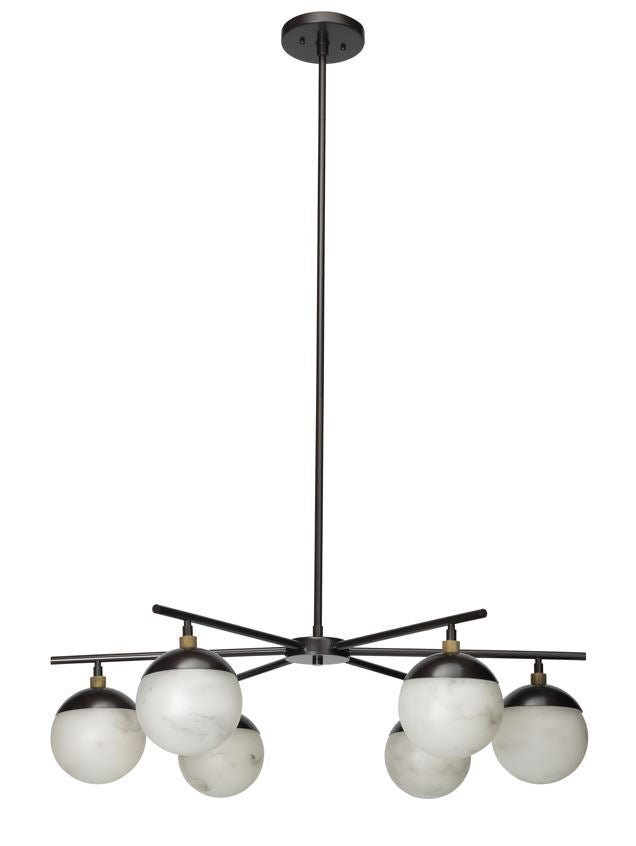 Metro Alabaster 6 Light Chandelier - Blushlighting