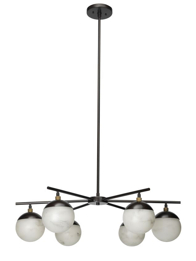 Metro Alabaster 6 Light Chandelier-chandeliers for dining room,chandeliers for stairways,chandeliers for foyer,chandeliers for bedrooms,chandeliers for kitchen,chandeliers for living room-Blushlighting