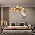 Mid Century Modern Sputnik 12 Light Gold Alabaster Globe Chandelier - Blushlighting