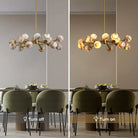 Mid Century Modern Sputnik 12 Light Gold Alabaster Globe Chandelier - Blushlighting