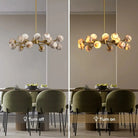 Mid Century Modern Sputnik 12 Light Gold Alabaster Globe Chandelier - Blushlighting