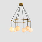 Miira Alabaster Chandelier with 3/6/8 heads-6 heads 29.5" x H 59"/ Dia 75cm x H 150cm-Brass & White Alabaster-Blushlighting