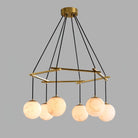 Miira Alabaster Chandelier with 3/6/8 heads - 3 heads 21.6" x H 59"/ Dia 55cm x H 150cmBrass & White AlabasterBlushlighting