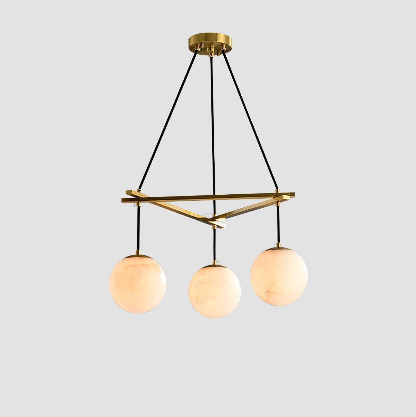 Miira Alabaster Chandelier with 3/6/8 heads - 3 heads 21.6" x H 59"/ Dia 55cm x H 150cmBrass & White AlabasterBlushlighting