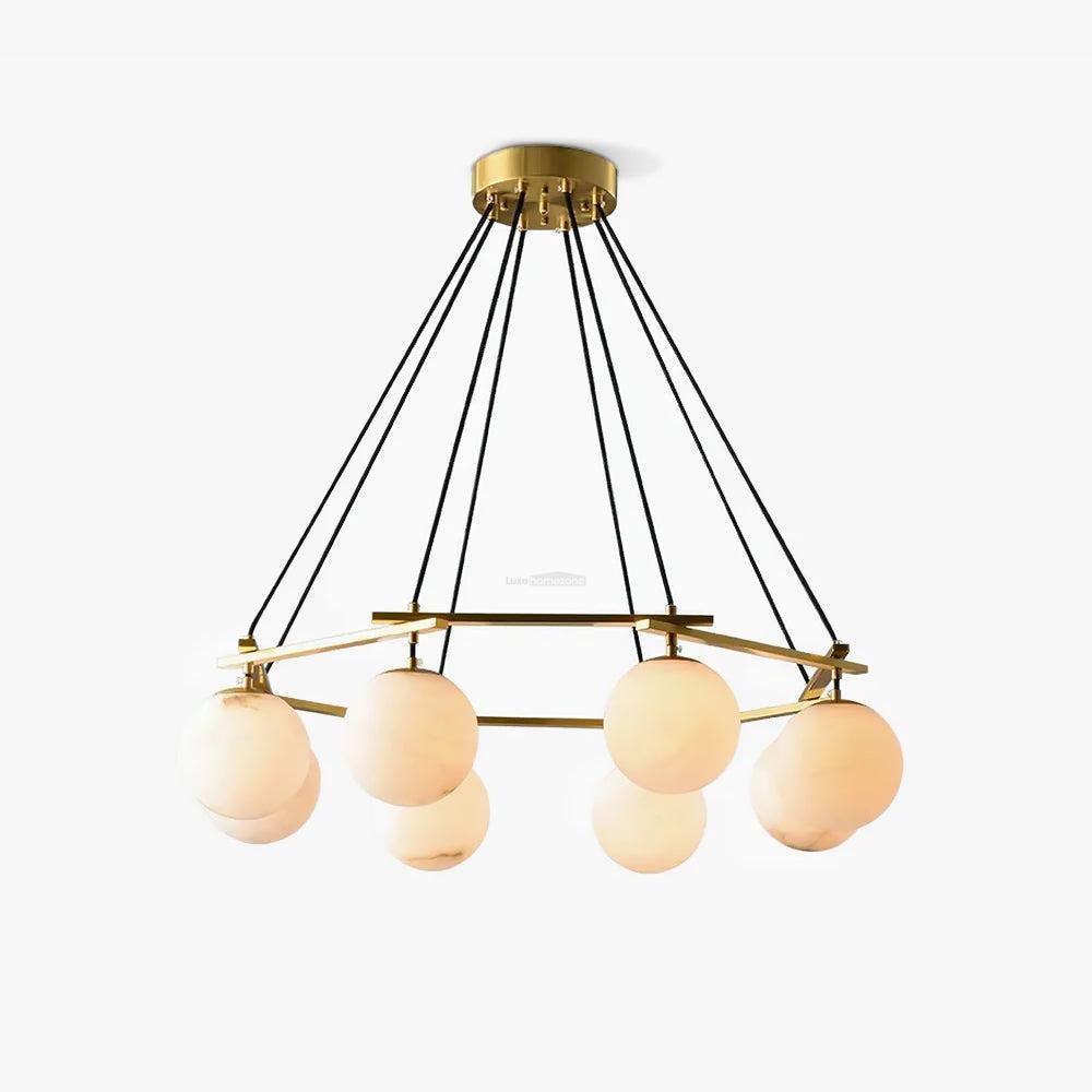 Miira Alabaster Chandelier with 3/6/8 heads - 3 heads 21.6" x H 59"/ Dia 55cm x H 150cmBrass & White AlabasterBlushlighting