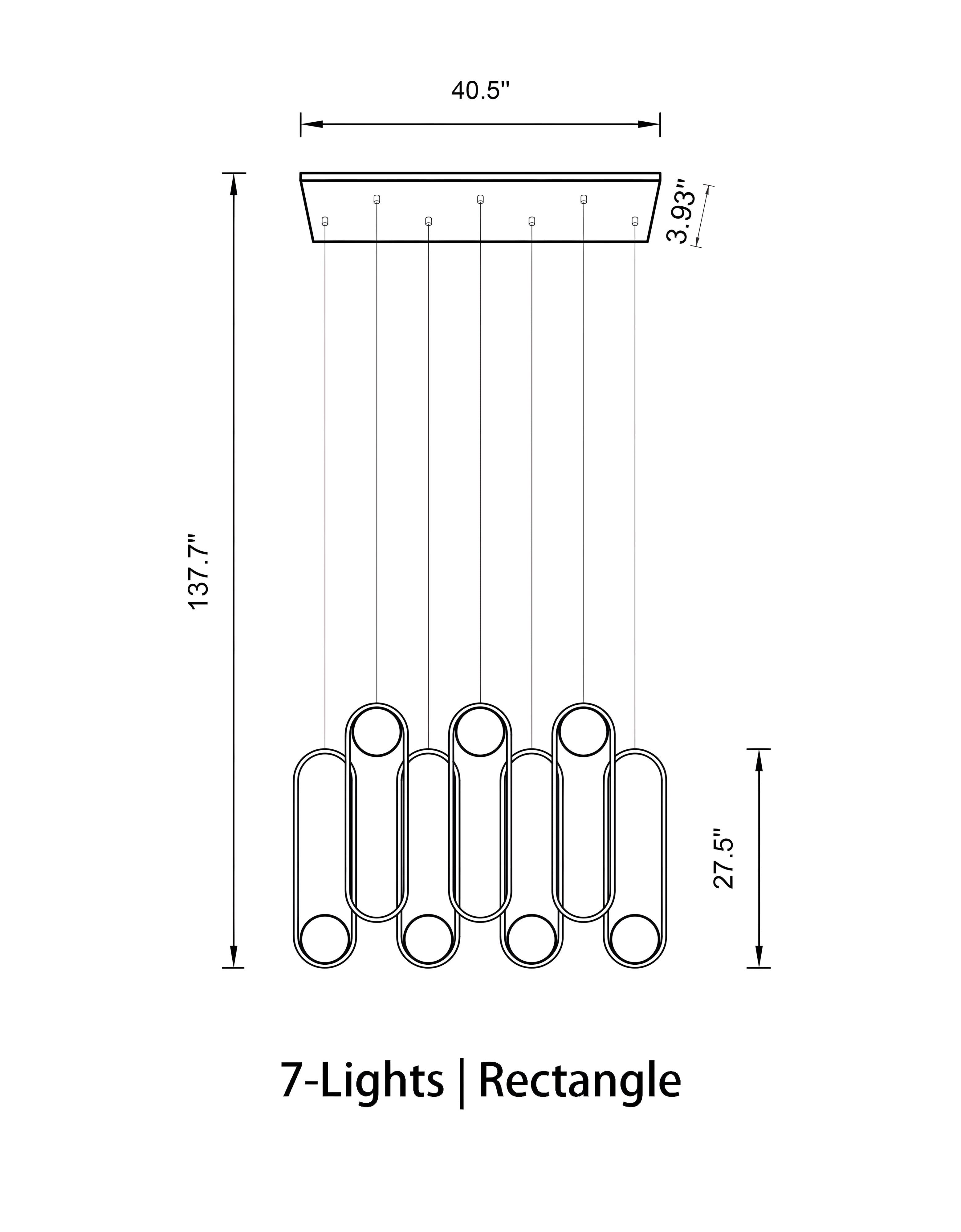 Mila Chandelier - Rectangle-5 Lights ( L 27.5" × W 3.93" × H 98.5" )BlackBlushlighting