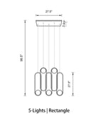 Mila Chandelier - Rectangle-5 Lights ( L 27.5" × W 3.93" × H 98.5" )BlackBlushlighting