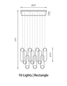Mila Chandelier - Rectangle-10 Lights ( L 45.2"× W 3.93" × H 177" )BlackBlushlighting