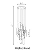 Mila Chandelier - Rectangle-10 Lights ( L 45.2"× W 3.93" × H 177" )BlackBlushlighting