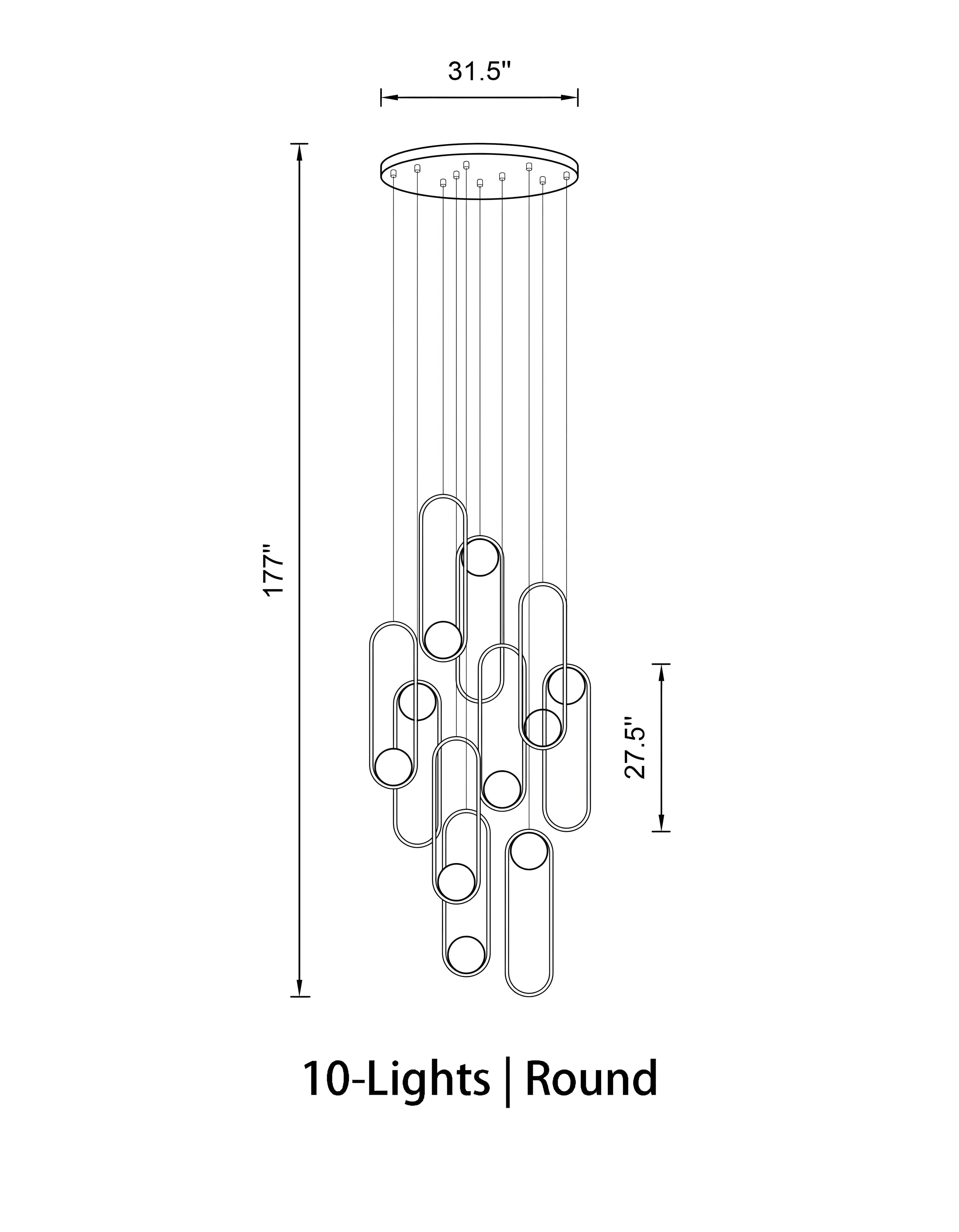 Mila Chandelier - Rectangle-10 Lights ( L 45.2"× W 3.93" × H 177" )BlackBlushlighting