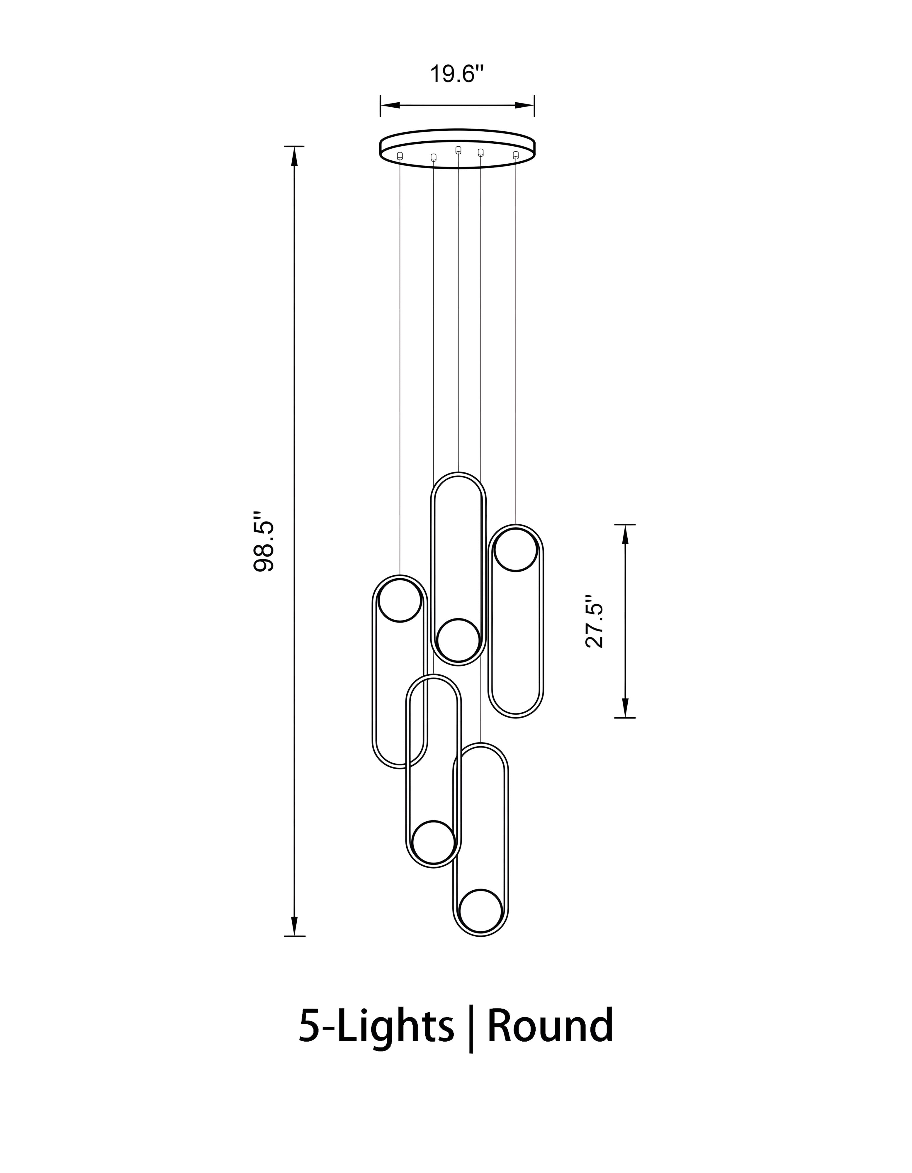 Mila Chandelier - Rectangle-5 Lights ( L 27.5" × W 3.93" × H 98.5" )BlackBlushlighting