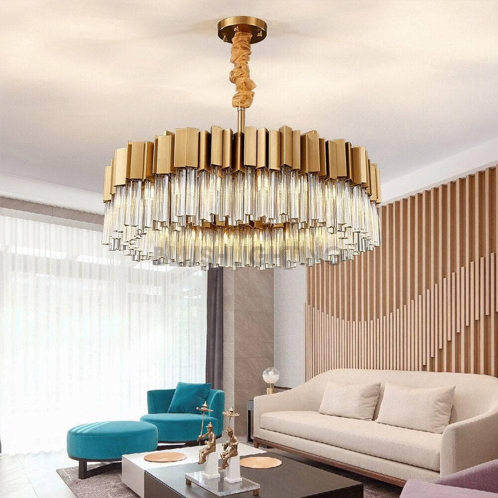 Milano Brushed Gold Crystal Chandelier - D32"Blushlighting