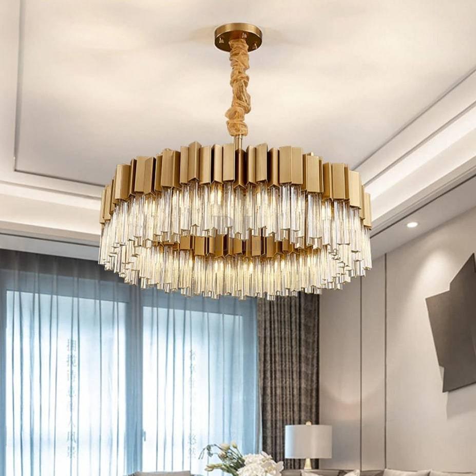 Milano Brushed Gold Crystal Chandelier - D40"Blushlighting