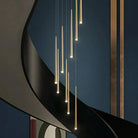 Minimalism Foyer Staircase Chandelier Ceiling Pendant Lighting Fixture For Living Room Entryway In Gold/ Black Finish - 6 Lights/ D11.8"*H78.7"GoldWarm LightBlushlighting