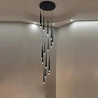Minimalism Foyer Staircase Chandelier Ceiling Pendant Lighting Fixture For Living Room Entryway In Gold/ Black Finish - 6 Lights/ D11.8"*H78.7"GoldWarm LightBlushlighting