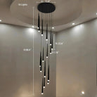 Minimalism Foyer Staircase Chandelier Ceiling Pendant Lighting Fixture For Living Room Entryway In Gold/ Black Finish - 6 Lights/ D11.8"*H78.7"GoldWarm LightBlushlighting
