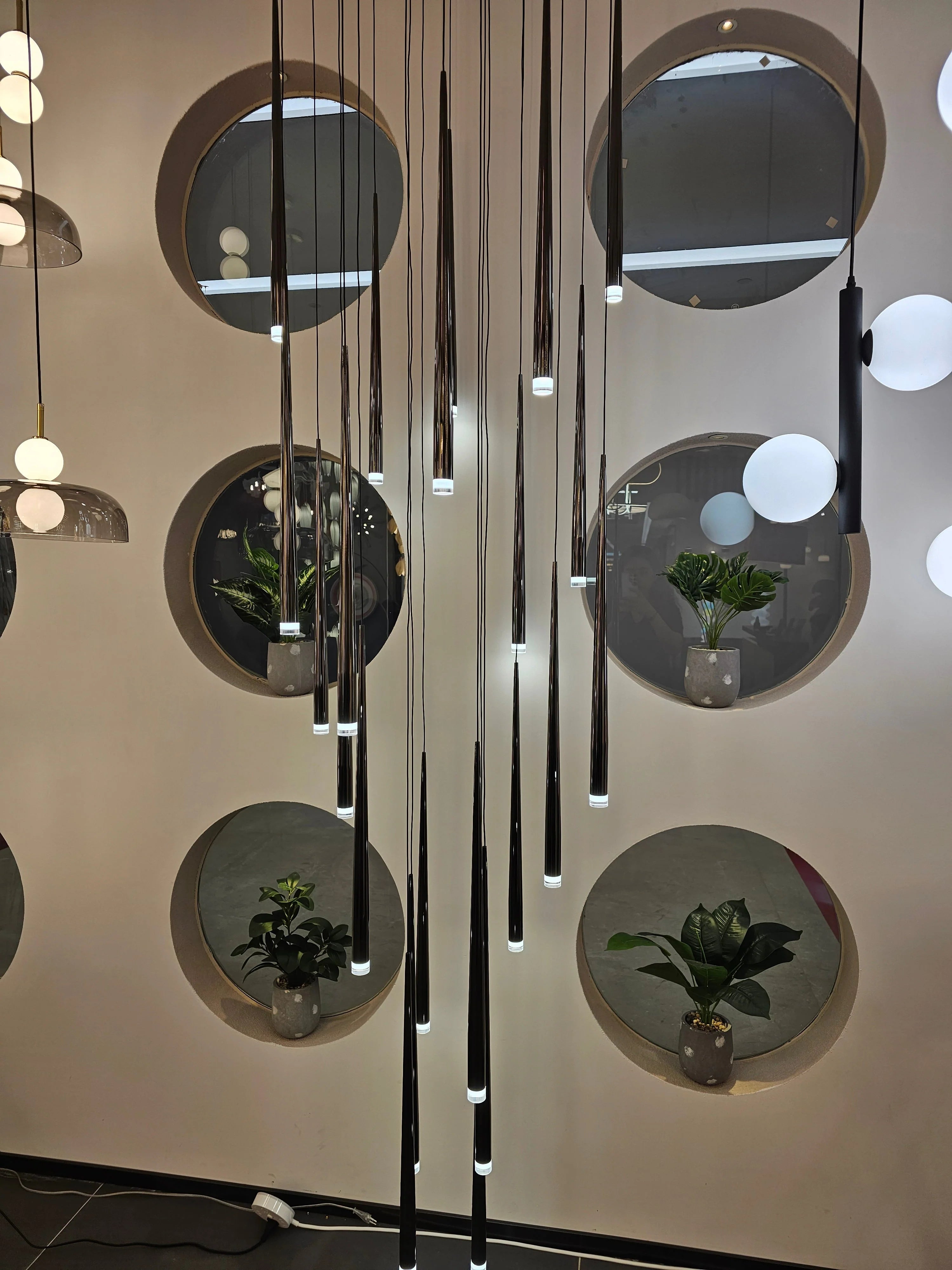 Minimalism Foyer Staircase Chandelier Ceiling Pendant Lighting Fixture For Living Room Entryway In Gold/ Black Finish - Blushlighting