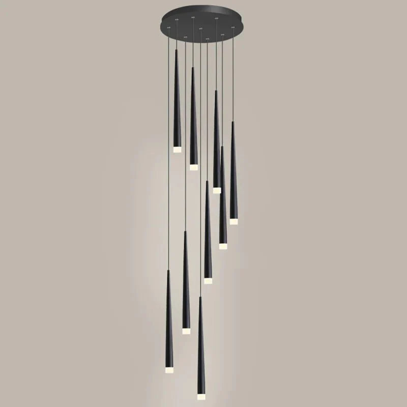 Minimalism Foyer Staircase Chandelier Ceiling Pendant Lighting Fixture For Living Room Entryway In Gold/ Black Finish - Blushlighting
