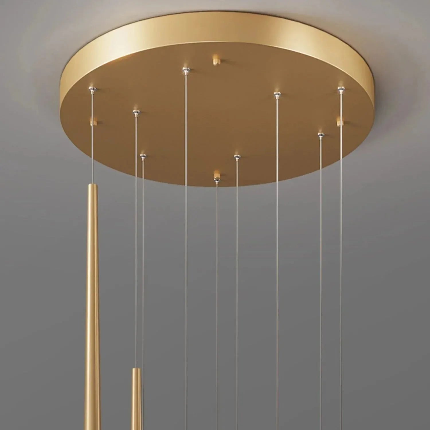 Minimalism Foyer Staircase Chandelier Ceiling Pendant Lighting Fixture For Living Room Entryway In Gold/ Black Finish - 6 Lights/ D11.8"*H78.7"GoldWarm LightBlushlighting