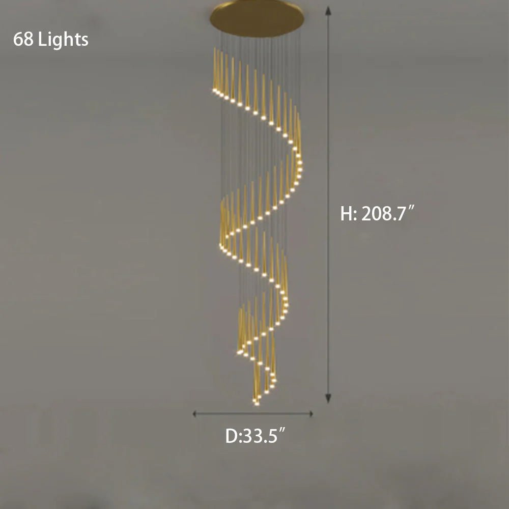 Minimalism Foyer Staircase Chandelier Ceiling Pendant Lighting Fixture For Living Room Entryway In Gold/ Black Finish - Blushlighting