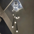 Minimalism Foyer Staircase Chandelier Ceiling Pendant Lighting Fixture For Living Room Entryway In Gold/ Black Finish - 6 Lights/ D11.8"*H78.7"GoldWarm LightBlushlighting