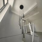 Minimalism Foyer Staircase Chandelier Ceiling Pendant Lighting Fixture For Living Room Entryway In Gold/ Black Finish - Blushlighting