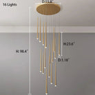Minimalism Foyer Staircase Chandelier Ceiling Pendant Lighting Fixture For Living Room Entryway In Gold/ Black Finish - Blushlighting