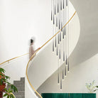 Minimalism Foyer Staircase Chandelier Ceiling Pendant Lighting Fixture For Living Room Entryway In Gold/ Black Finish - Blushlighting