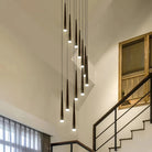 Minimalism Foyer Staircase Chandelier Ceiling Pendant Lighting Fixture For Living Room Entryway In Gold/ Black Finish - 6 Lights/ D11.8"*H78.7"GoldWarm LightBlushlighting