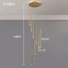 Minimalism Foyer Staircase Chandelier Ceiling Pendant Lighting Fixture For Living Room Entryway In Gold/ Black Finish - Blushlighting