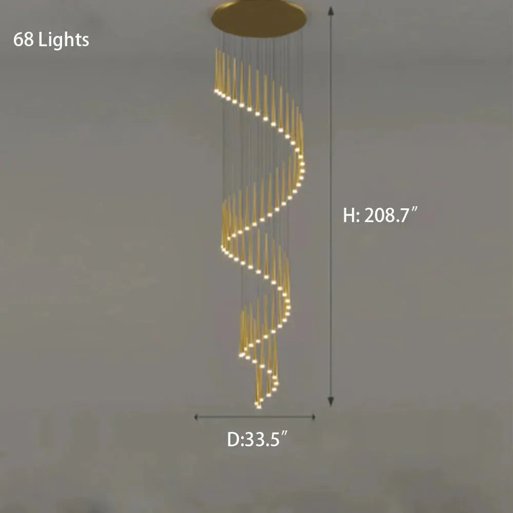 Minimalism Foyer Staircase Chandelier Ceiling Pendant Lighting Fixture For Living Room Entryway In Gold/ Black Finish - Blushlighting