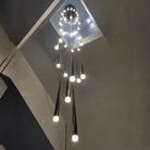 Minimalism Foyer Staircase Chandelier Ceiling Pendant Lighting Fixture For Living Room Entryway In Gold/ Black Finish - Blushlighting