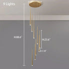 Minimalism Foyer Staircase Chandelier Ceiling Pendant Lighting Fixture For Living Room Entryway In Gold/ Black Finish - Blushlighting