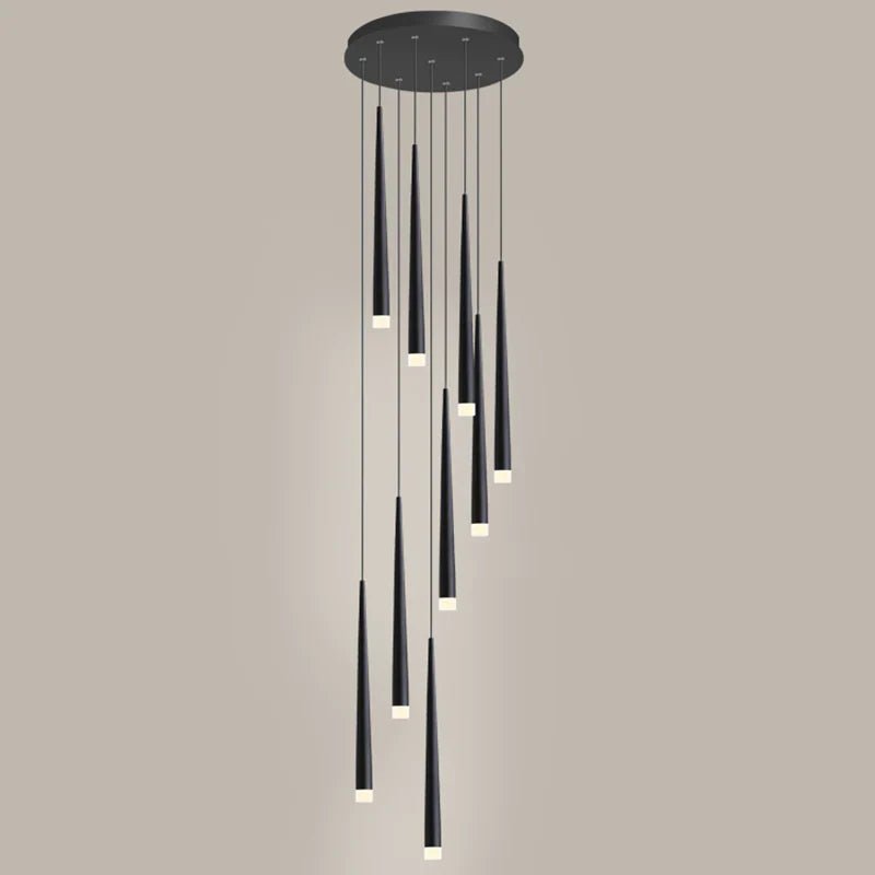 Minimalism Foyer Staircase Chandelier Ceiling Pendant Lighting Fixture For Living Room Entryway In Gold/ Black Finish - Blushlighting