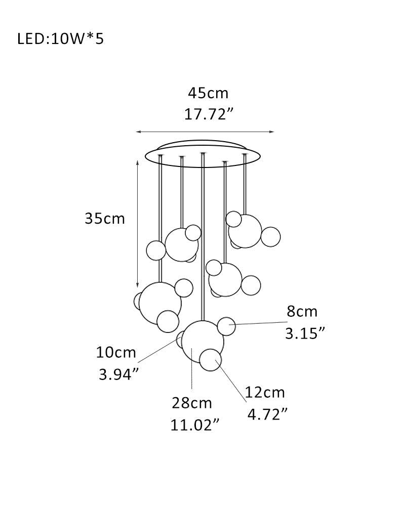 Minimalist Antique Alabaster Cluster Pendant Light Fixtures 6" Wide - 1 Cluster*5-D28+D12+D10+D8CM/D10.92“+D4.68"+D3.9“+D3.12"-BWhite + Black RodBlushlighting