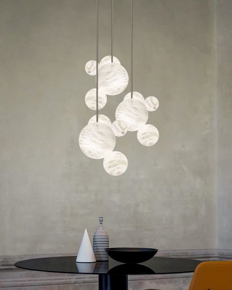 Minimalist Antique Alabaster Cluster Pendant Light Fixtures 6" Wide - 1P-D15CM/D5.91"White + Black RodBlushlighting