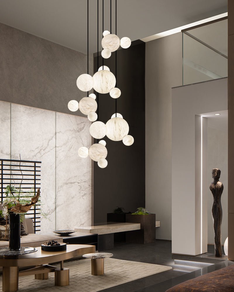 Minimalist Antique Alabaster Cluster Pendant Light Fixtures 6" Wide - 1P-D15CM/D5.91"White + Black RodBlushlighting