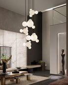 Minimalist Antique Alabaster Cluster Pendant Light Fixtures 6" Wide - 1P-D15CM/D5.91"White + Black RodBlushlighting