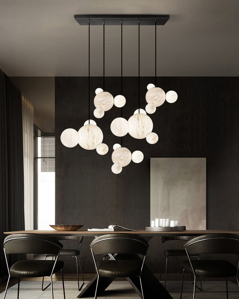 Minimalist Antique Alabaster Cluster Pendant Light Fixtures 6" Wide - 1P-D15CM/D5.91"White + Black RodBlushlighting
