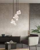 Minimalist Antique Alabaster Cluster Pendant Light Fixtures 6" Wide - 1P-D15CM/D5.91"White + Black RodBlushlighting