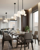 Minimalist Antique Alabaster Cluster Pendant Light Fixtures 6" Wide - 1P-D15CM/D5.91"White + Black RodBlushlighting