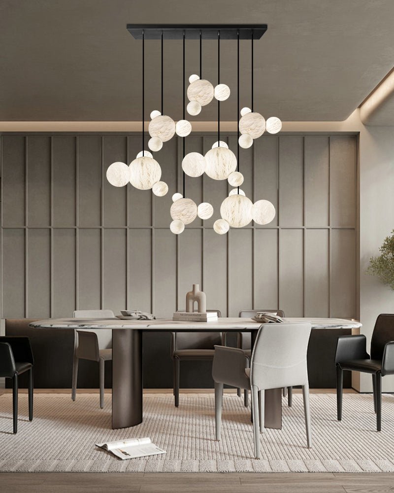 Minimalist Antique Alabaster Cluster Pendant Light Fixtures 6" Wide - 1P-D15CM/D5.91"White + Black RodBlushlighting