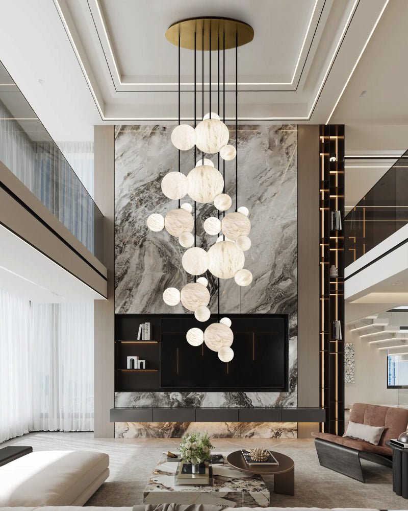 Minimalist Antique Alabaster Cluster Pendant Light Fixtures 6" Wide - 1P-D15CM/D5.91"White + Black RodBlushlighting