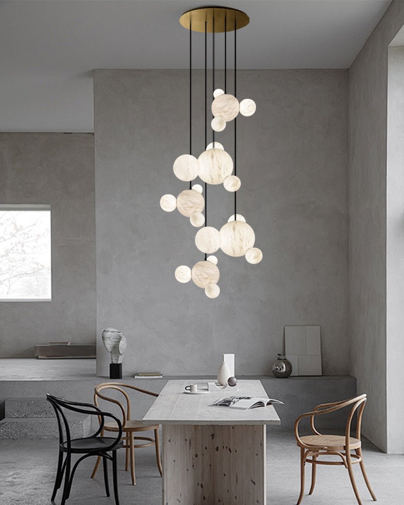 Minimalist Antique Alabaster Cluster Pendant Light Fixtures 6" Wide - 1P-D15CM/D5.91"White + Black RodBlushlighting